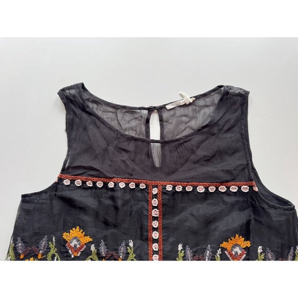 FLOREAT Nalini Black Floral Embroidered Beaded Organza A-Line Blouse, Size 10 - Picture 5 of 15